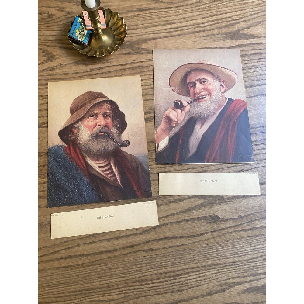 Vintage Leon Noireaut Lithograph Set Old Salty and The Humorist 12x9